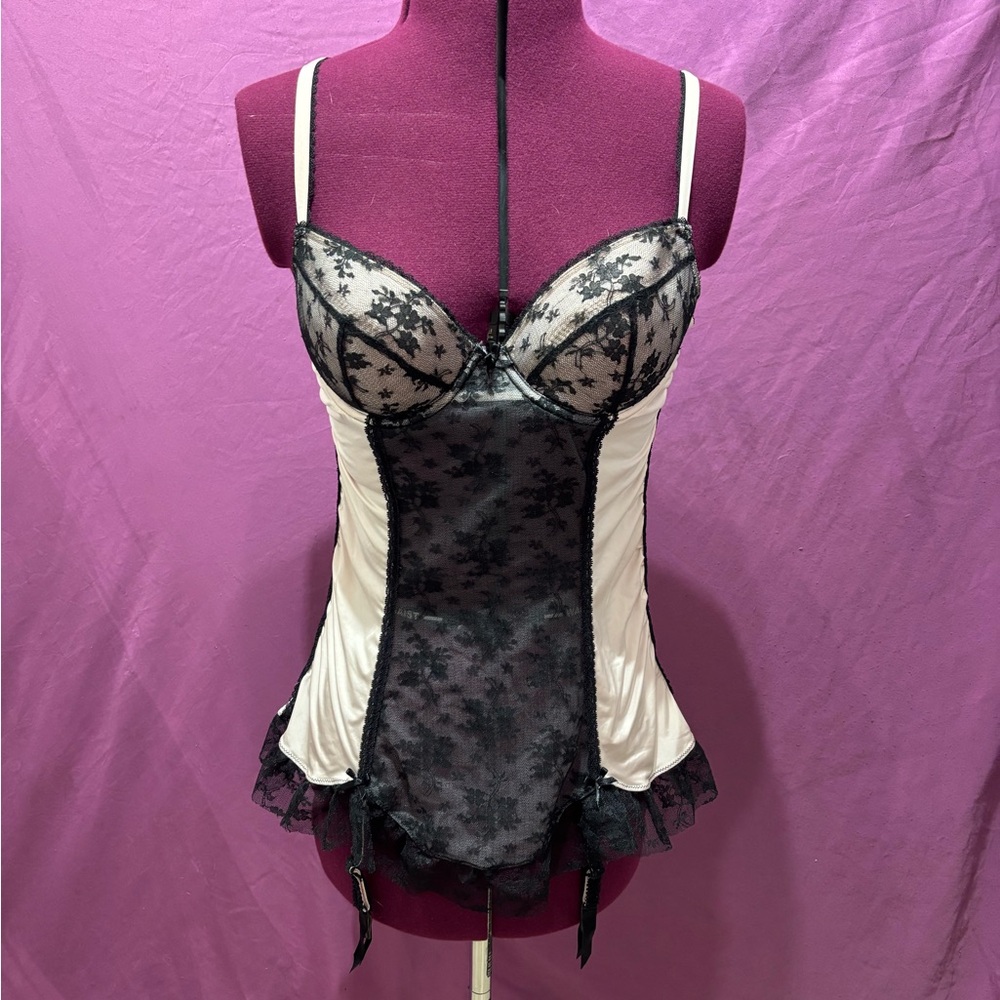 Black and Cream Lace Chemise with Delicate Details b.tempt’d
